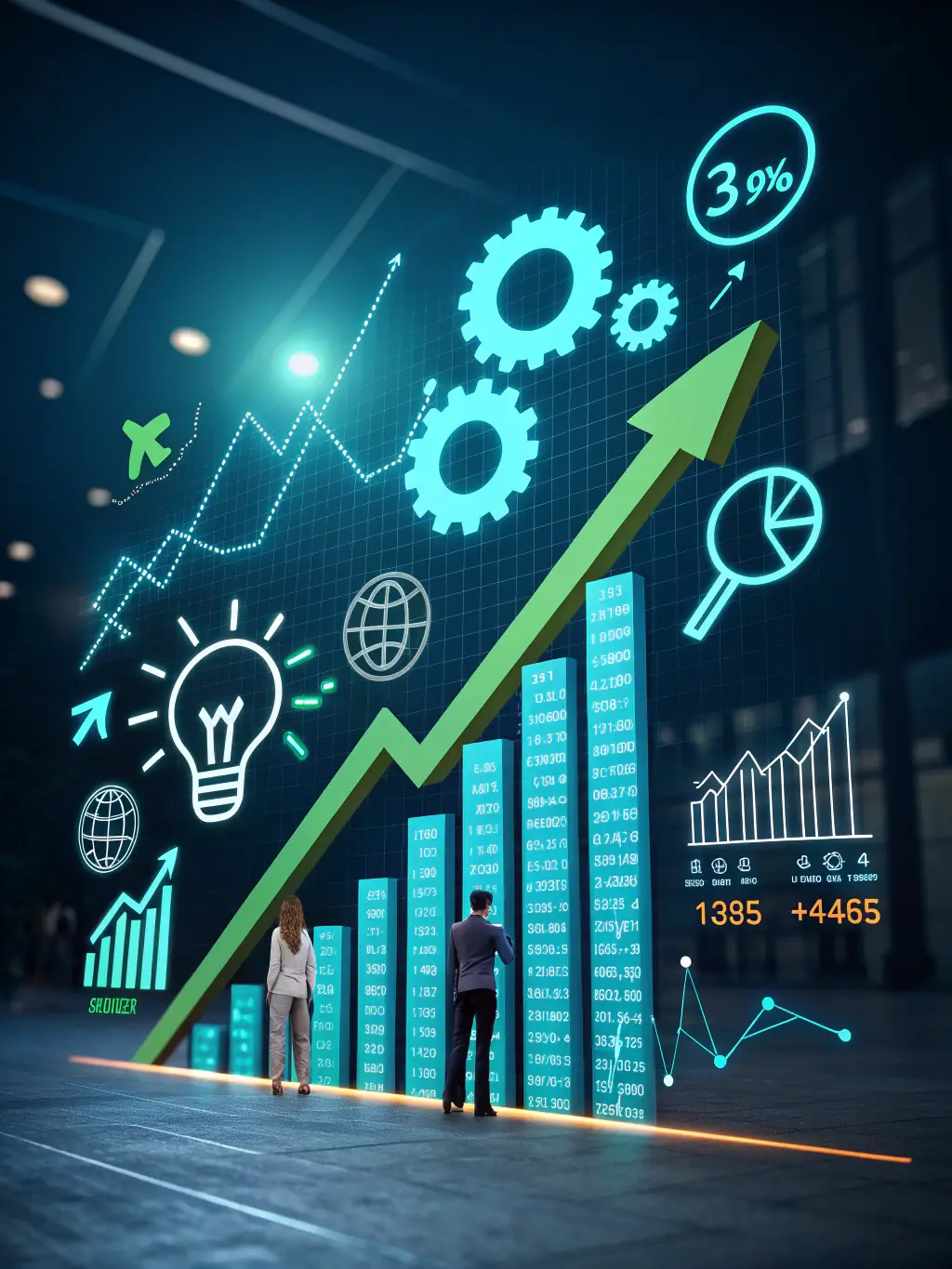 A graph showing the growth and success of a client's business after implementing NCSmartEdgeAI's solutions, illustrating the tangible benefits of partnering with the agency.