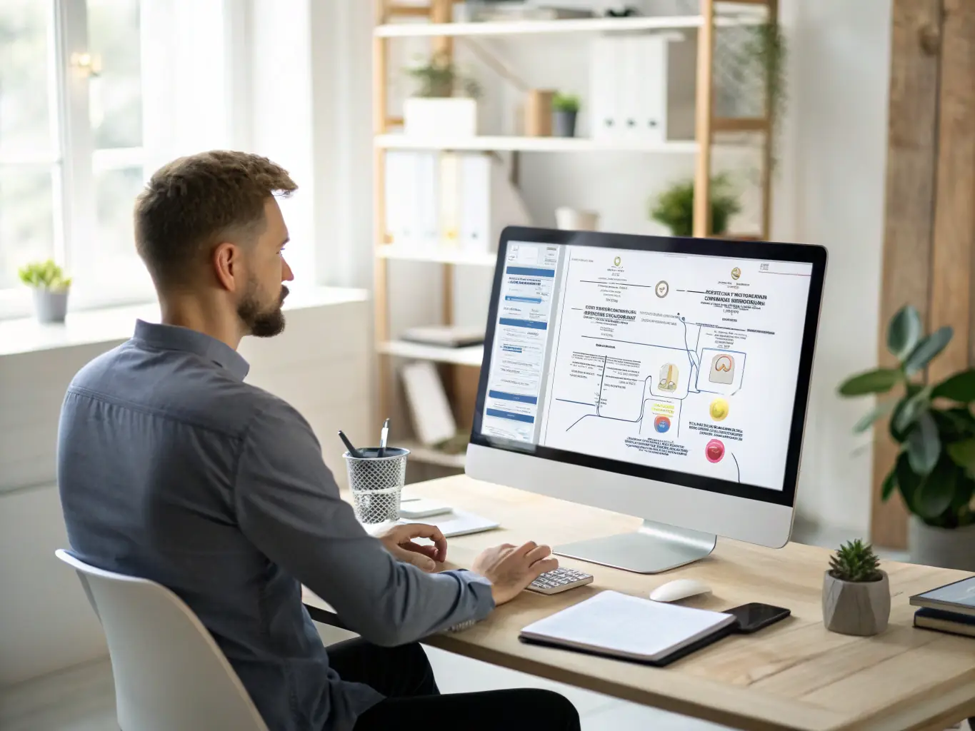 A close-up of automated workflow software on a laptop, with a professional adjusting settings, symbolizing NCSmartEdgeAI's business automation services for established companies.